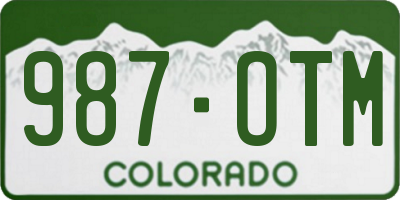 CO license plate 987OTM