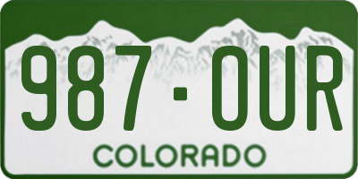 CO license plate 987OUR