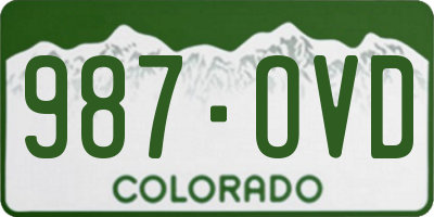 CO license plate 987OVD