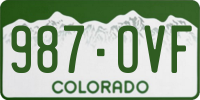CO license plate 987OVF