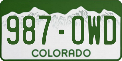 CO license plate 987OWD