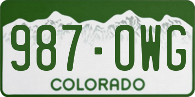 CO license plate 987OWG
