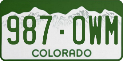 CO license plate 987OWM
