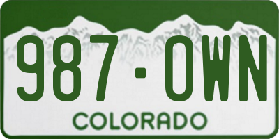 CO license plate 987OWN
