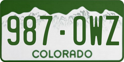 CO license plate 987OWZ