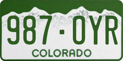 CO license plate 987OYR