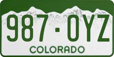 CO license plate 987OYZ