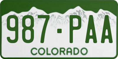 CO license plate 987PAA