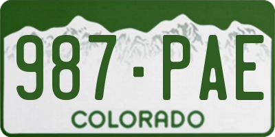 CO license plate 987PAE