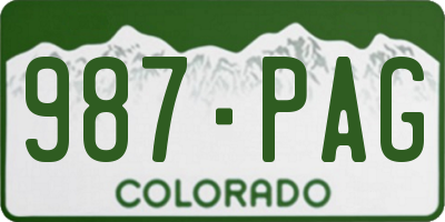 CO license plate 987PAG