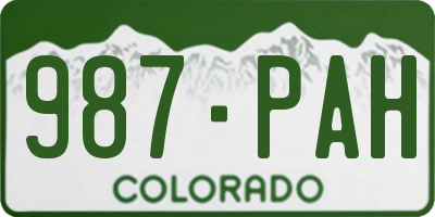 CO license plate 987PAH