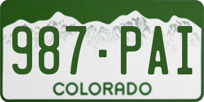 CO license plate 987PAI