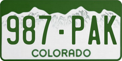 CO license plate 987PAK