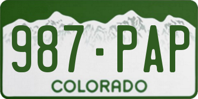 CO license plate 987PAP