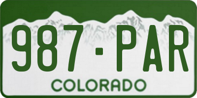 CO license plate 987PAR