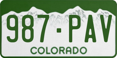 CO license plate 987PAV