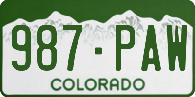 CO license plate 987PAW