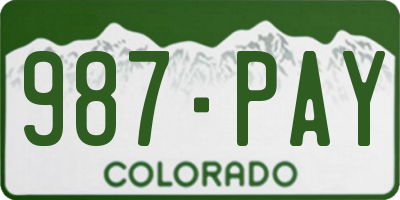 CO license plate 987PAY