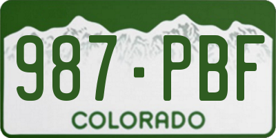 CO license plate 987PBF