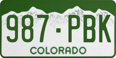 CO license plate 987PBK