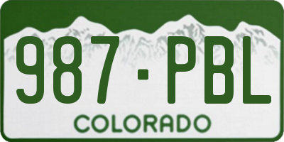 CO license plate 987PBL
