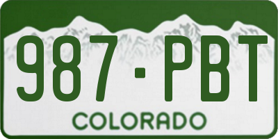 CO license plate 987PBT