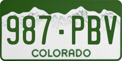 CO license plate 987PBV