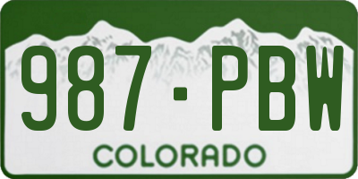 CO license plate 987PBW
