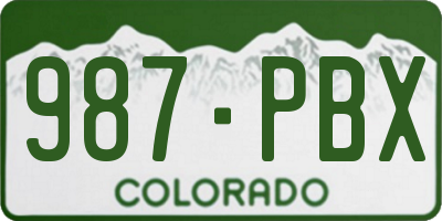 CO license plate 987PBX