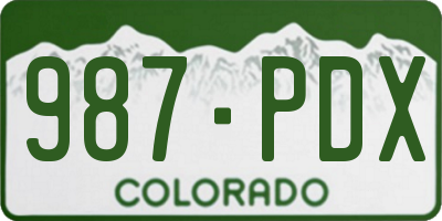 CO license plate 987PDX