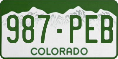 CO license plate 987PEB