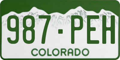 CO license plate 987PEH