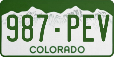 CO license plate 987PEV