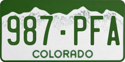 CO license plate 987PFA