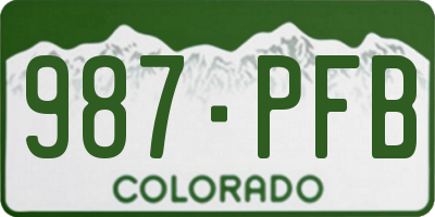 CO license plate 987PFB