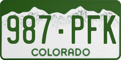CO license plate 987PFK