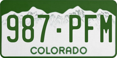 CO license plate 987PFM
