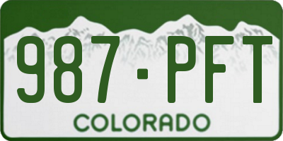 CO license plate 987PFT