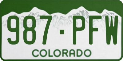 CO license plate 987PFW