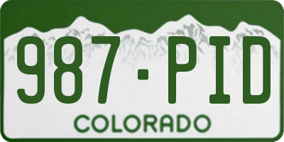 CO license plate 987PID