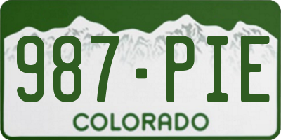 CO license plate 987PIE