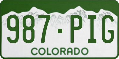 CO license plate 987PIG