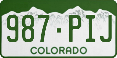 CO license plate 987PIJ
