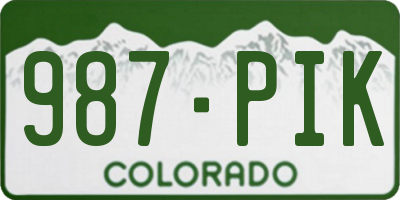 CO license plate 987PIK