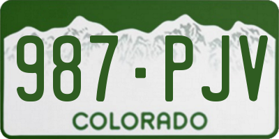 CO license plate 987PJV