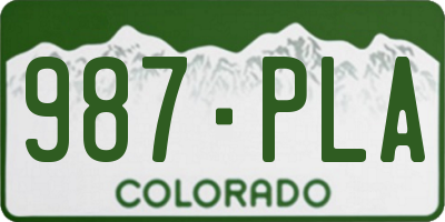 CO license plate 987PLA