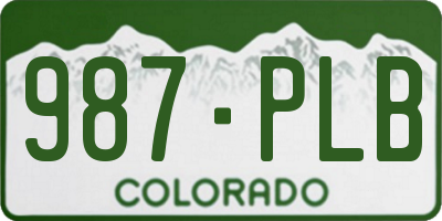 CO license plate 987PLB