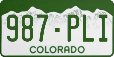 CO license plate 987PLI