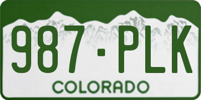 CO license plate 987PLK
