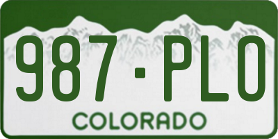 CO license plate 987PLO